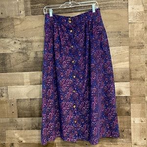 70s Purple Corduroy Midi Skirt
